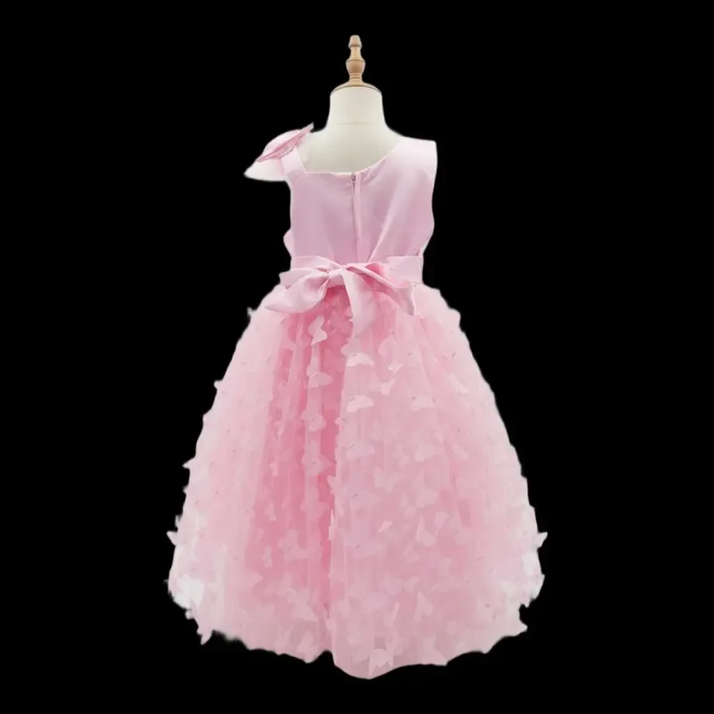 Pink Tulle Overlay Easter Pagent Church Party Butterfly Dress Size 5T - Picture 2 of 2